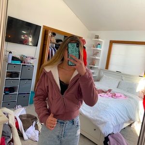 Aeropostale cropped fuzzy zip up